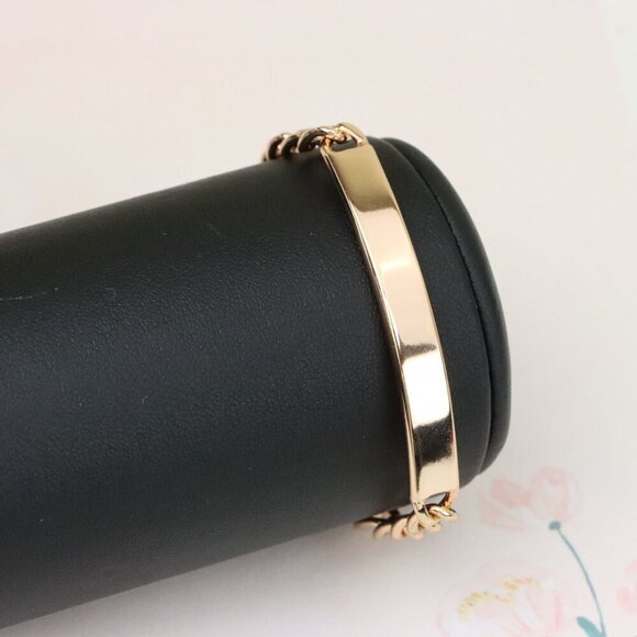 "Minimalist Rose Gold Bracelet with Polished Plate Accent, XPBL1080 - Picture 5 of 12